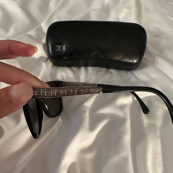 Chanel authentic tweed sunglasses black and silver. Comes with case. EUC - Picture 6 of 6